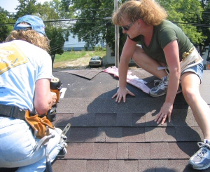 Habitat Volunteers Brenda and Caroline near top Habitat Volunteers Brenda and Caroline near top