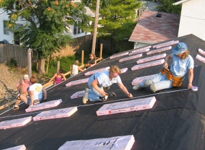 Judy and Brenda install THOR® Roofing Layout Tapes Judy and Brenda install THOR® Roofing Layout Tapes