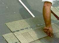 Align top of shingles with Roofing Layout 
Tape markings