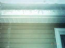 close-up of ice dam