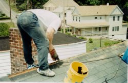 Cutting out the roof sheathing