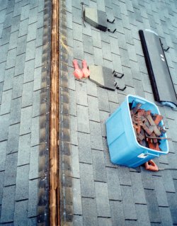 Sheathing exposed, ready to cut
